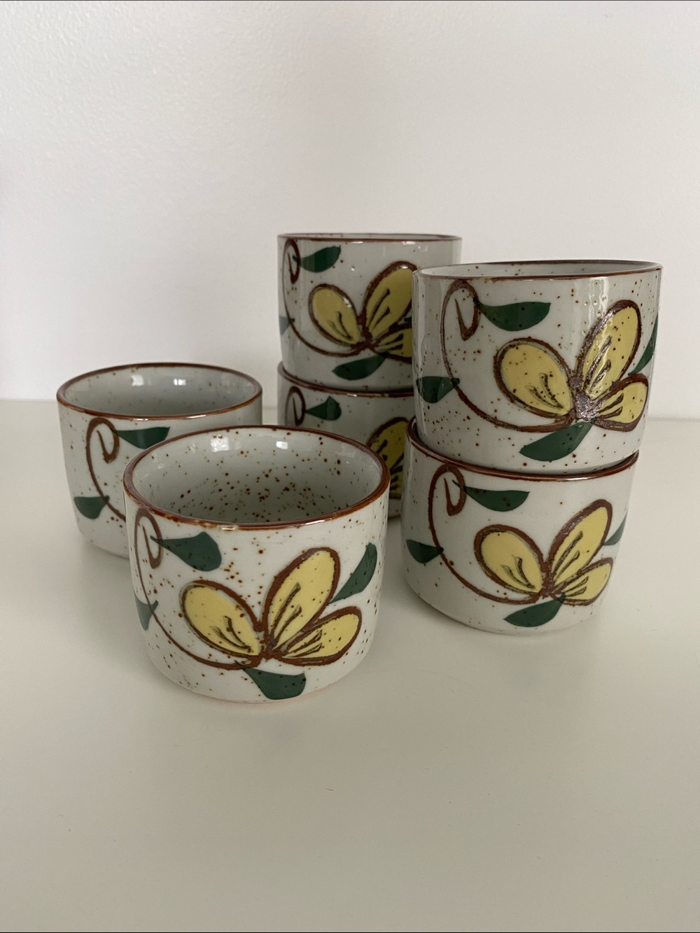 Vintage Japan Hand-Crafted Otagiri Stoneware Tea Cup Mug Saki Set of 6